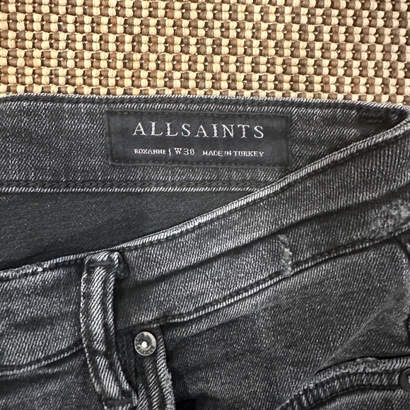 ALL SAINTS ROXANNE DISTRESSED JEANS BLACK SIZE 30 - Picture 8 of 9